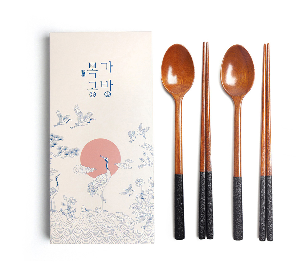 목가공방 국내 옻칠  참숯 소담 수저 2인 선물세트