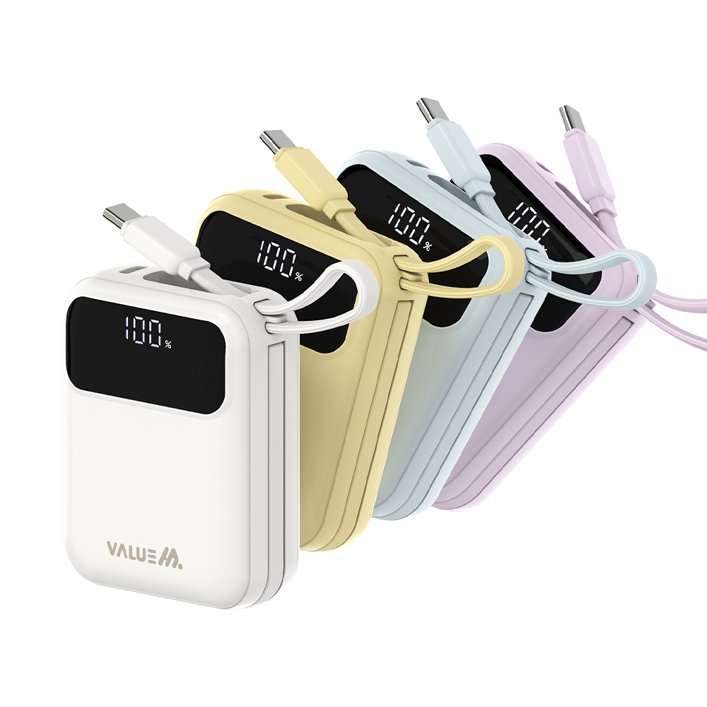 밸류엠 PD 22.5W 초미니 트윈 CP케이블 일체형 보조배터리 10000mAh