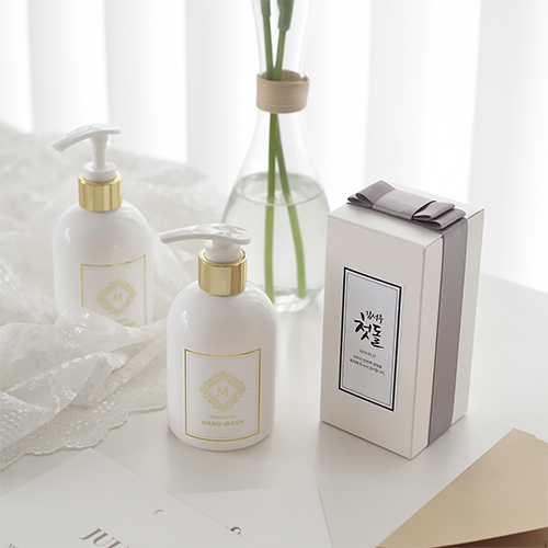 [메이드써니]  핸드워시 베이비파우더향 250ml (그레이 리본+스티커 포함)