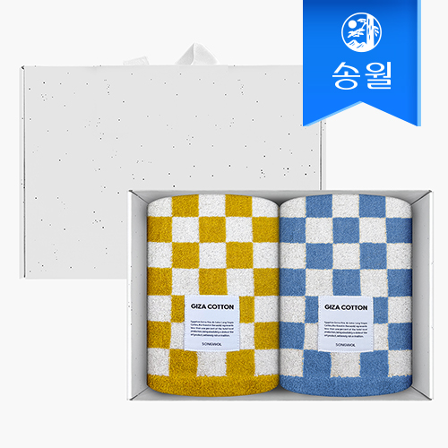 송월타월 모노체크 190g 선염타올 2매 크라프트세트