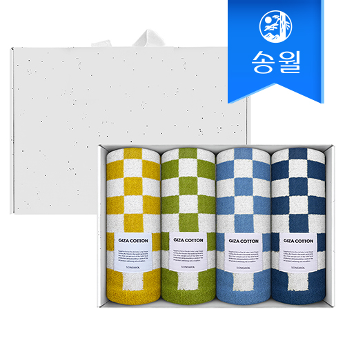 송월타월 모노체크 190g 선염타올 4매 크라프트세트