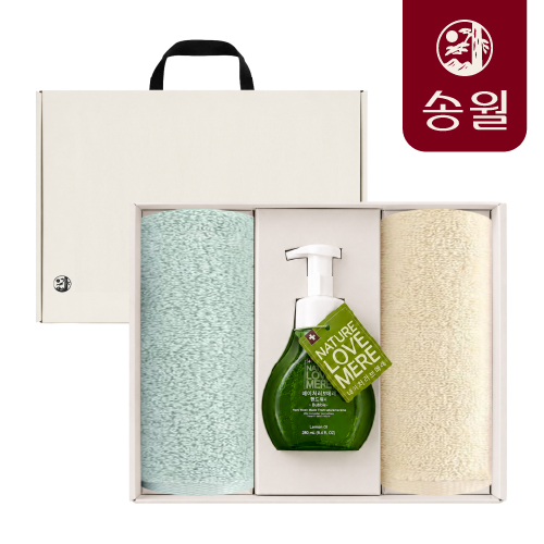 송월 라이트무지 130g 2매 X 러브메레 핸드워시 선물세트