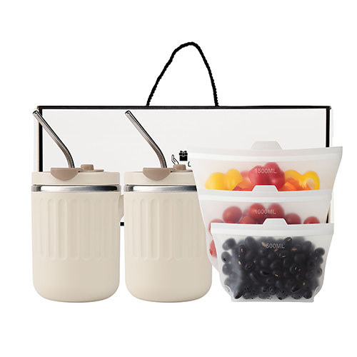 웰세스 이중진공 스텐머그컵 [W6705] 2P + 실리콘 지퍼백 3종 세트