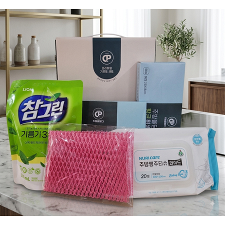 주방필수템 선물세트 답례품 주방세제 망사수세미 위생백 위생장갑 주방행주티슈 명절선물 홍보용 스티커 부착가능