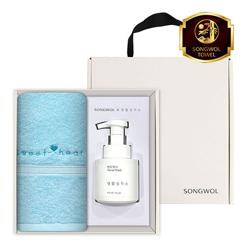 송월 생활공작소 2P 세트 (스윗하트 하니 타올 1매 + 핸드워시 250ml 1개)