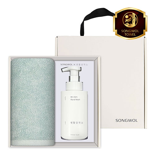 송월 생활공작소 2P 세트 (라이트무지 타올 1매 + 핸드워시 500ml 1개)