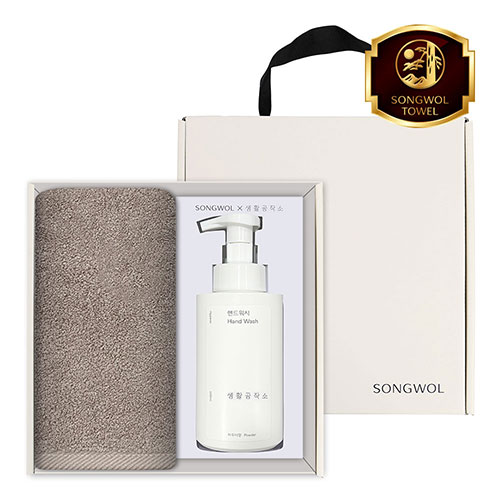 송월 생활공작소 2P 세트 (뉴컬러무지 타올 1매 + 핸드워시 500ml 1개)