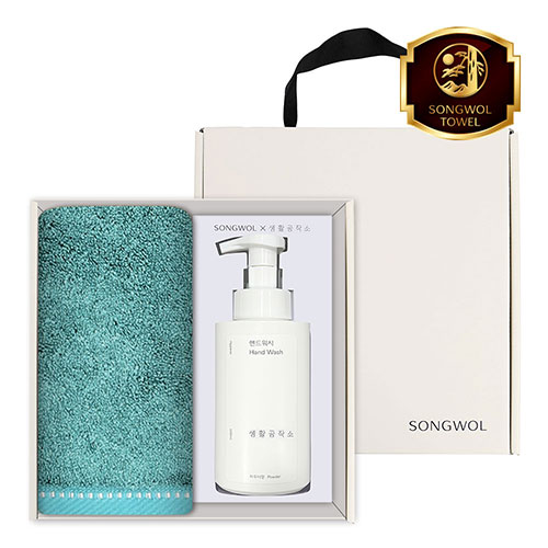 송월 생활공작소 2P 세트 (솔리드 뱀부 타올 1매 + 핸드워시 500ml 1개)