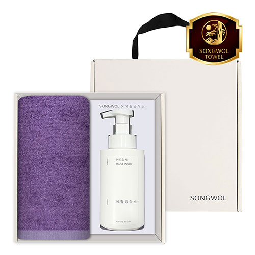 송월 생활공작소 2P 세트 (뱀부프리미엄무지 타올 1매 + 핸드워시 500ml 1개)