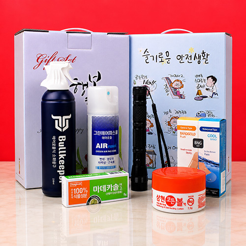 미니소화용구+후레쉬+에어파스+듀얼밴드(표준+방수밴드)+알콜솜 소독제+마데카솔  연고+슬기로운 안전생활 케이스