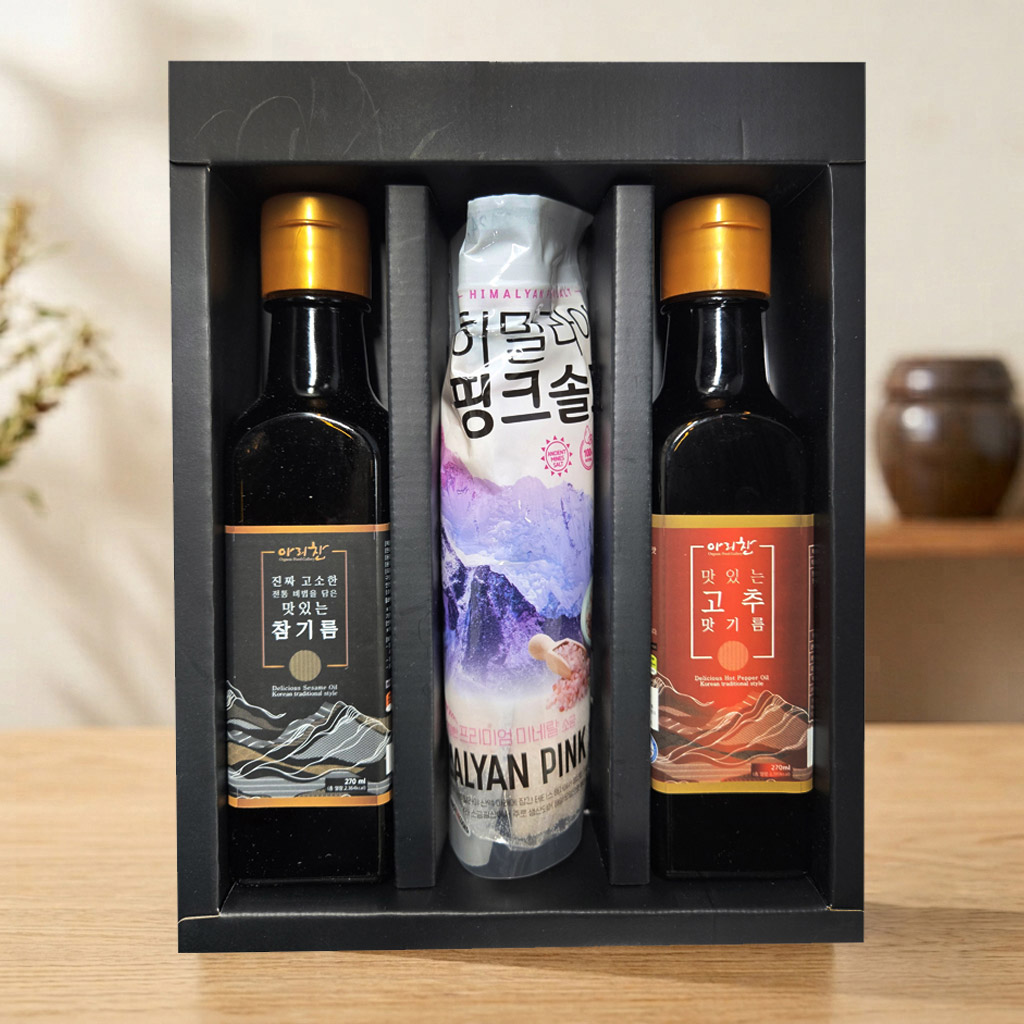 아리찬 참기름 고추기름 소금 3P 세트