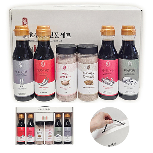 순창 발효장인 선물세트 6종 2중포장 간장 1000ml 소금500g