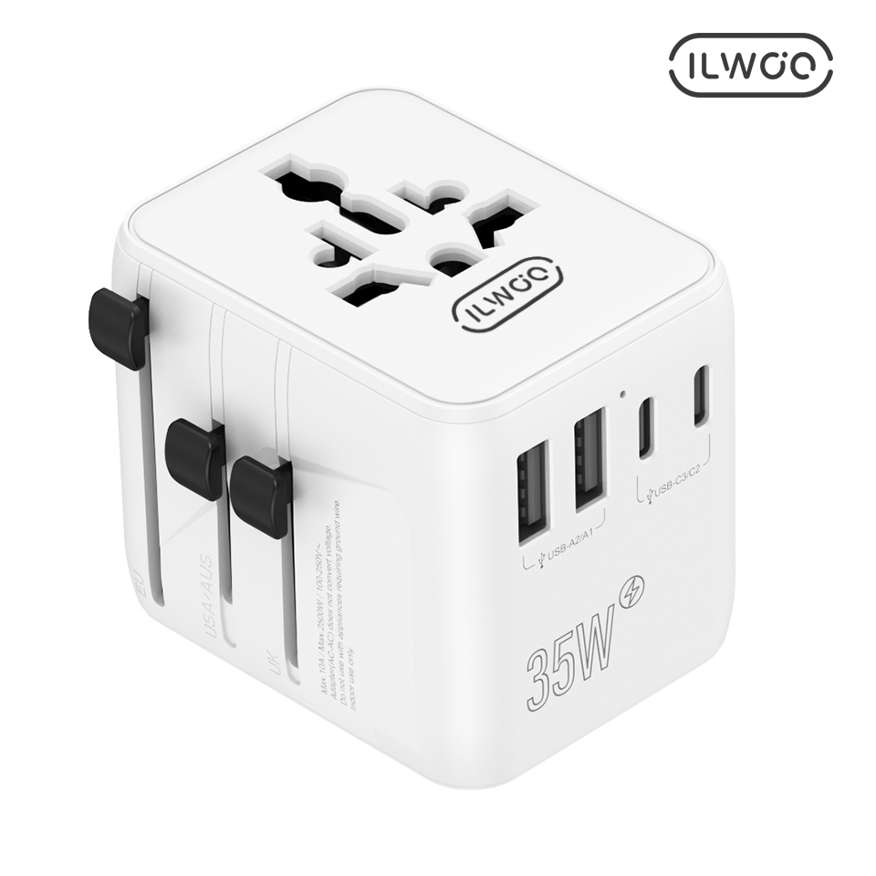 일우 여행용 멀티어댑터IW-35A 35W PD 고속충전 7포트 콘센트 파우치 세트