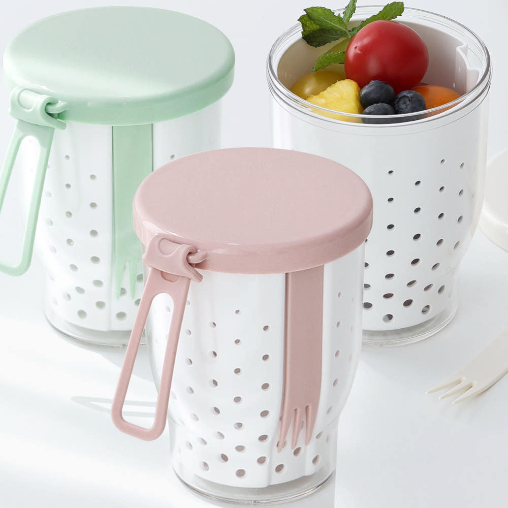 네오플램 후르츠팟 과일컵 과일통 내장형 포크포함 700ml