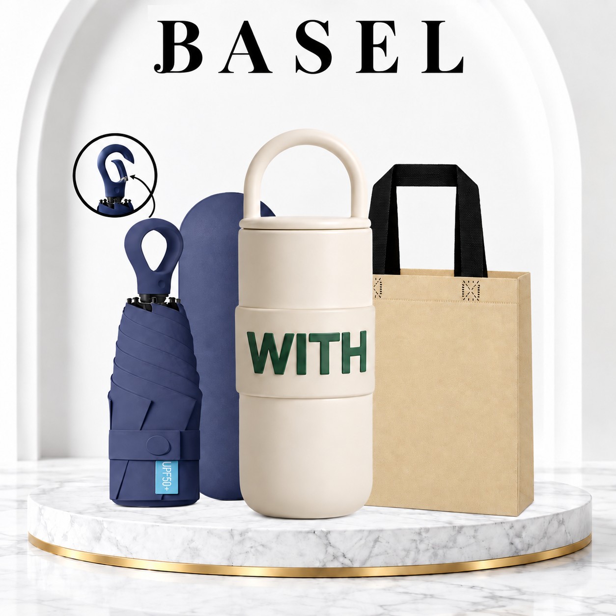 바젤 라이프캐리 텀블러 550ml 이중구조 + 고리형 5단 양우산