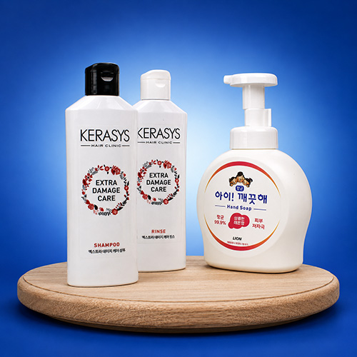 대용량 아이깨끗해 핸드워시 500ml + 애경 샴푸 + 애경 린스 + 끈케이스