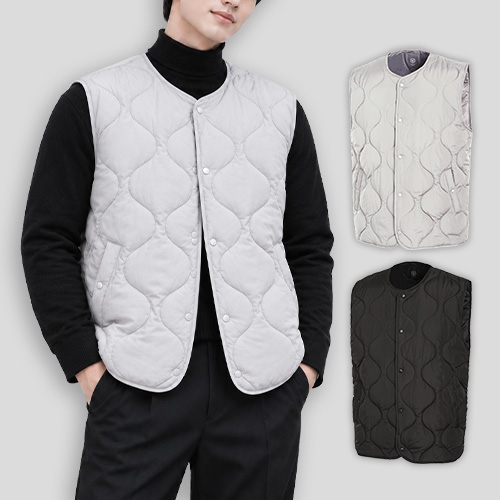 남성 여성 스탠다드 겨울 웰론 경량 패딩 누빔 조끼 (S-3XL)