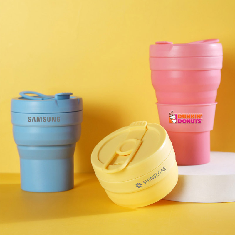 뉴에이커 파스텔 마카롱 접이식 실리콘 텀블러 600ml
