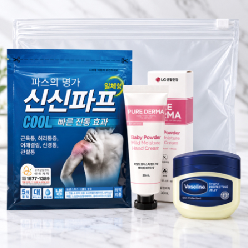 몸편한 건강돌봄세트 (일체형 신신파스+LG퓨어더마 핸드크림+바세린젤리)