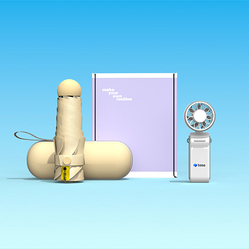 원가애 웰컴키트 선물세트 폴더블 휴대용 쿨링 선풍기+머쉬룸 5단 양우산
