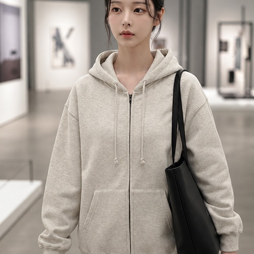 T/C 오버핏 후드 집업 주문제작 전사인쇄
