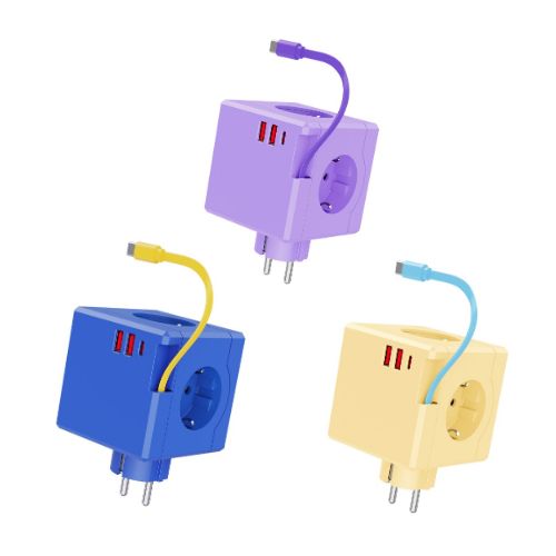 자동감김 USB-C 릴케이블 큐브 고용량 멀티탭 4000W USB C타입 충전 플러그형  MT22