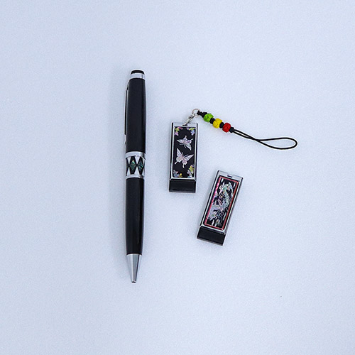 아름누리 블랙자개USB 자개띠볼펜2종세트(신수) (16G)