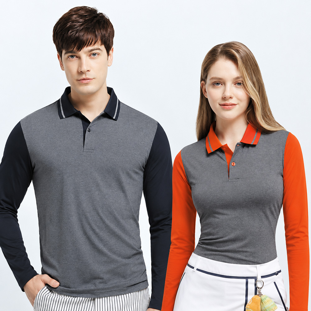 매직 스판덱스 배색 카라 긴팔 티셔츠 남여공용