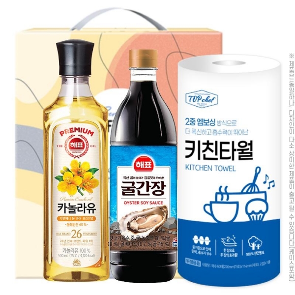 해표 카놀라유/굴간장/키친타올 3종