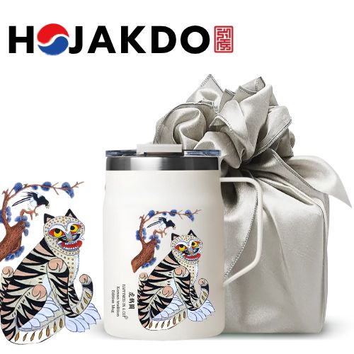 한국전통 까치와호랑이 호작도 파우더 머그 480ml 보자기 선물포장